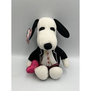 Whitman's Peanuts Snoopy Valentines Plush Tuxedo & Red Heart 6" New